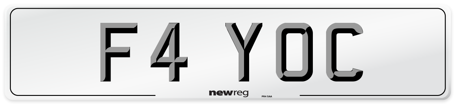 F4 YOC Number Plate from New Reg